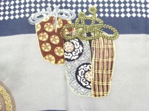 アンティーク　茶道具模様男物長襦袢